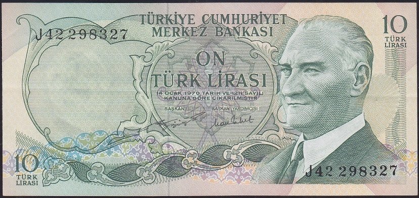 6.EMİSYON 2.TERTİP 10 LİRA J42 298327 ÇÇT +