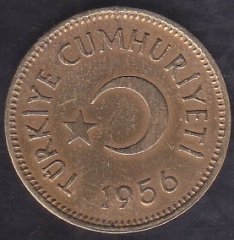 1956 Yılı 25 Kuruş Çok Temiz ( 25 kuruş yazısına göre Düz ) Temizlenmiş