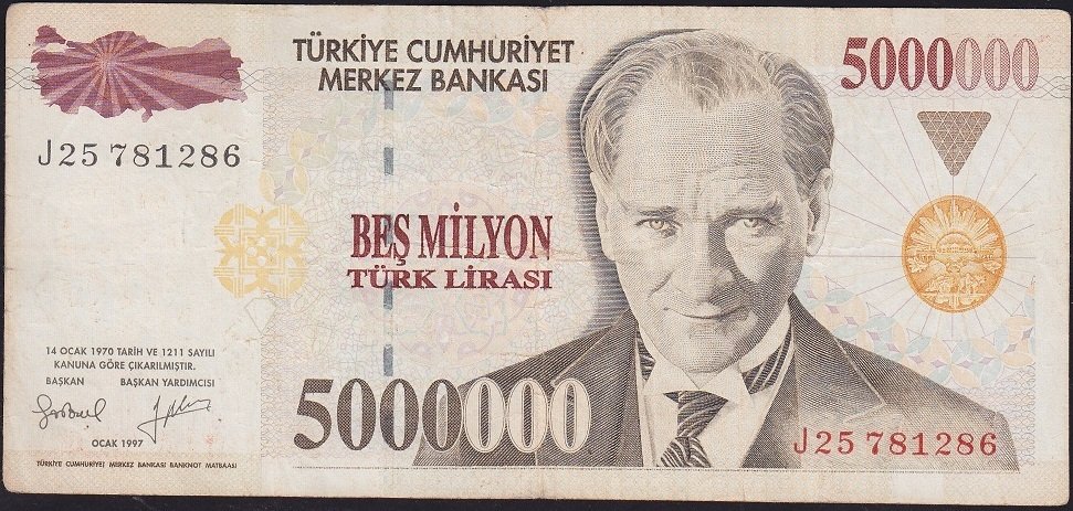 7.Emisyon 5 000 000 Lira J25 781286 Çok Temiz