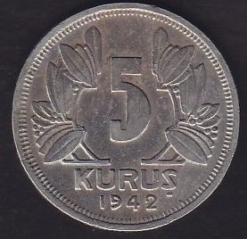 1942 YILI 5 KURUŞ eski para mezat