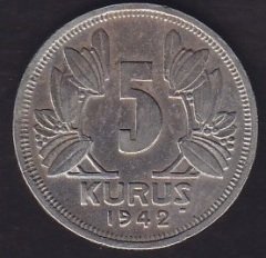 1942 YILI 5 KURUŞ eski para mezat