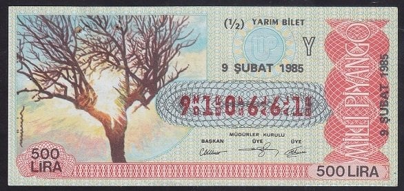 1985 9 ŞUBAT YARIM BİLET Y SERİSİ