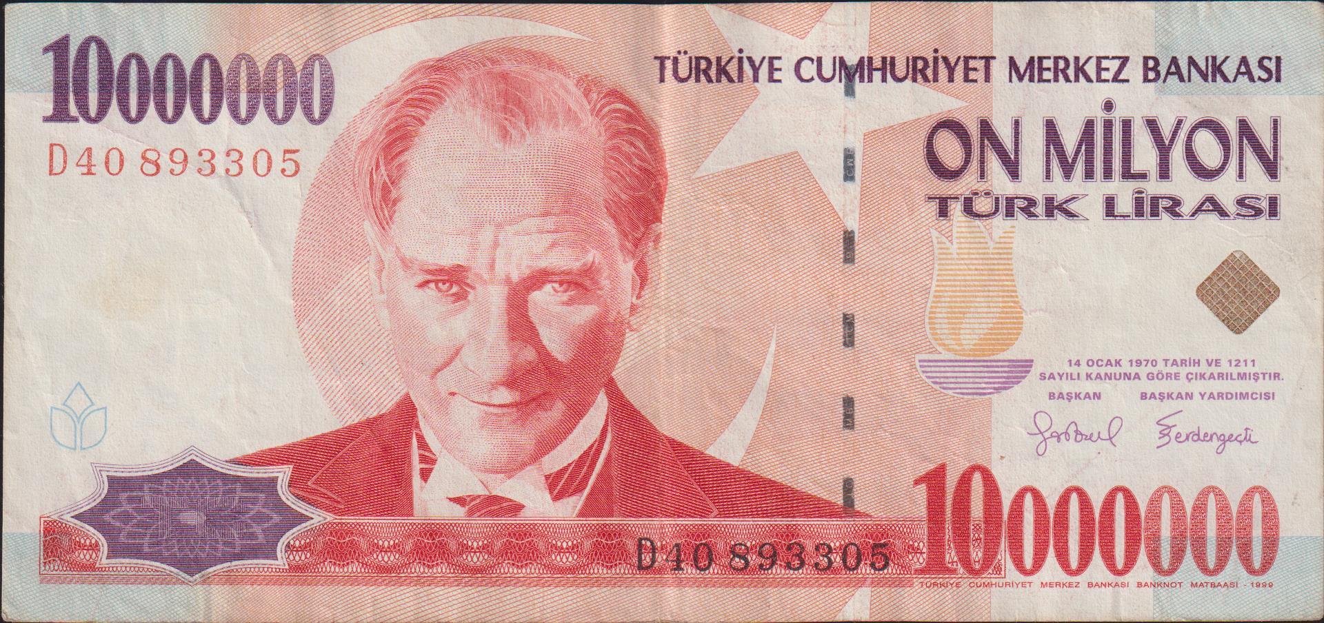 7.Emisyon 10 000 000 Lira D40 893305 Çok Temiz