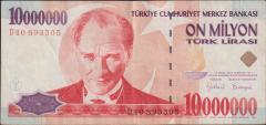 7.Emisyon 10 000 000 Lira D40 893305 Çok Temiz