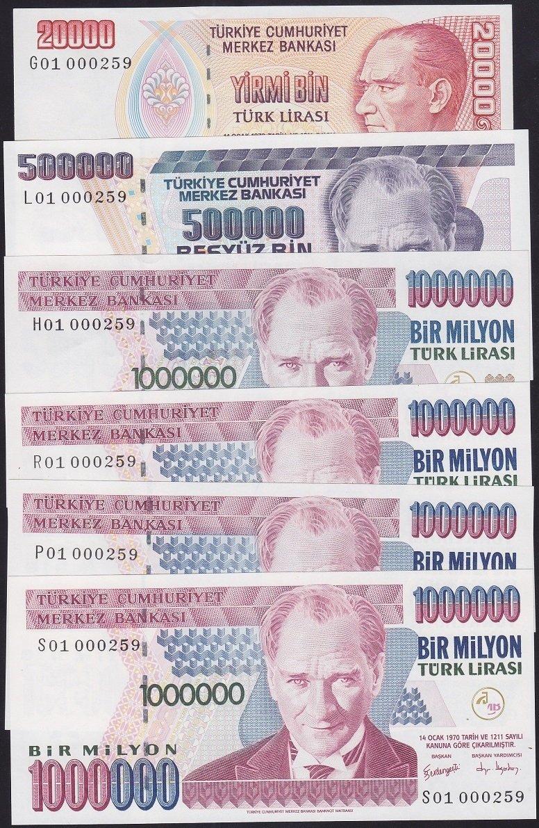 7.EMİSYON 6 ADET AYNI NUMARA İLK BİN PARASI 01 000 259