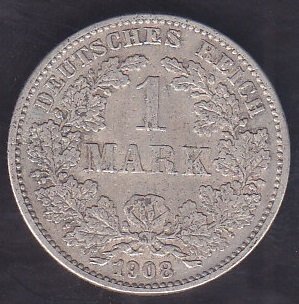 ALMANYA 1 MARK 1908 G GÜMÜŞ eski para fiyatları