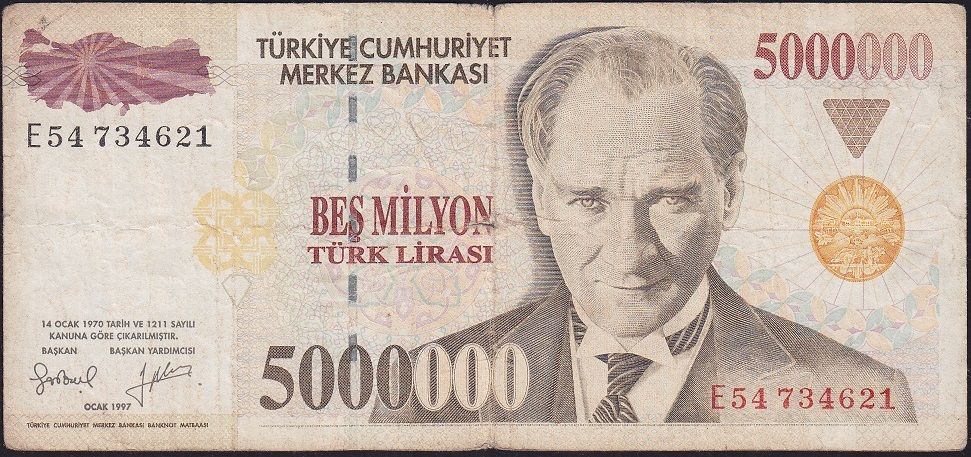7.Emisyon 5 000 000 Lira E54 734621 Çok Temiz