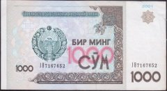 Özbekistan 1000 Cym 2001 Çok Çok Temiz +
