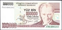 7.Emisyon 3.Tertip 100000 Lira F83 486202 Çilaltı Çil