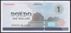 DOKDO ( GÜNEY KORE) 1 DOLAR 2013 ÇİL SPECİMEN eski kağıt para koleksiyon