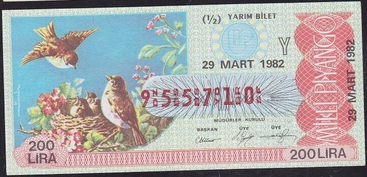 1982 29 Mart Yarım Bilet - Y Serisi