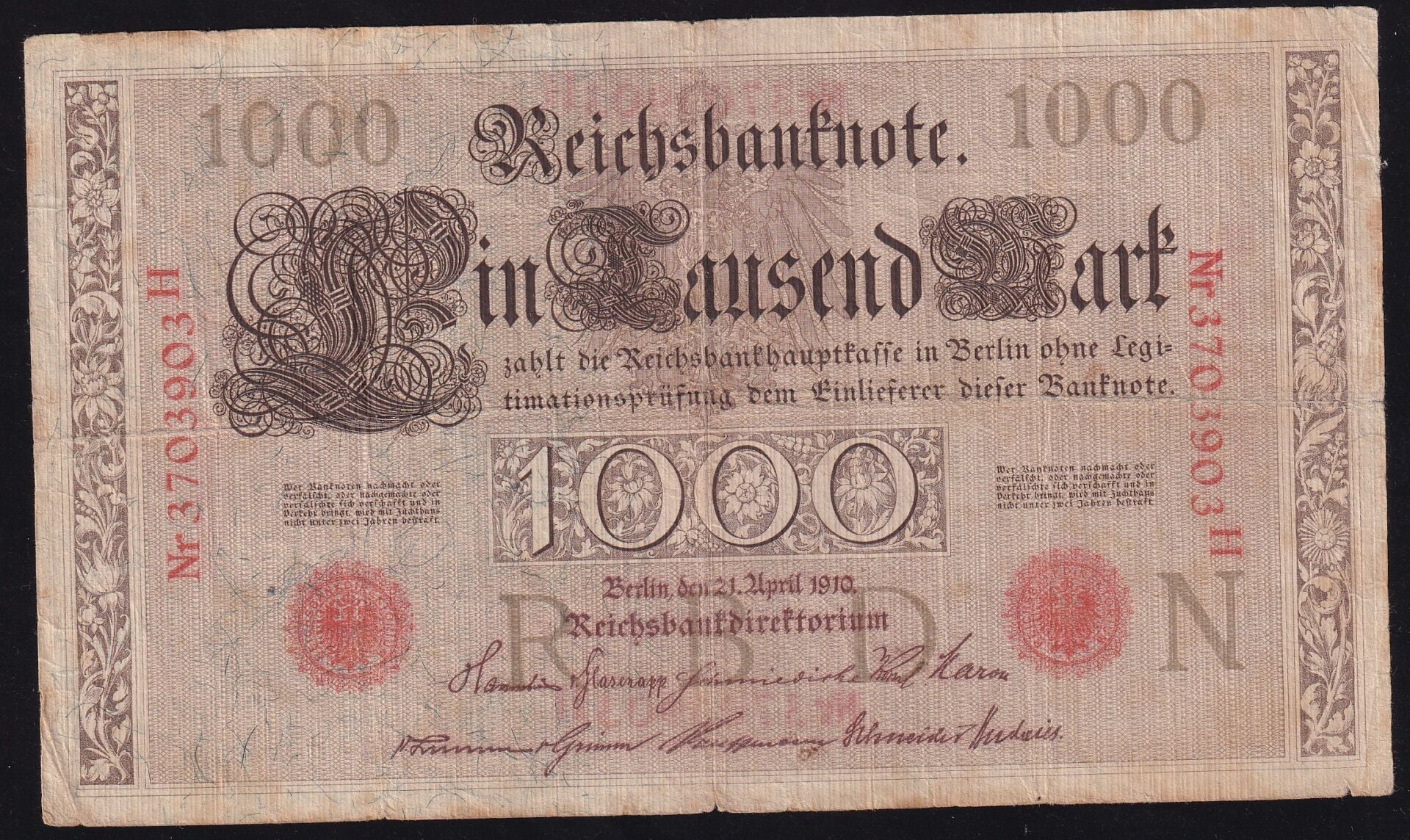 Almanya 1000 Mark 1910 Çok Temiz
