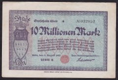 ALMANYA 10 MİLYON MARK 1923 ÇİLALTI ÇİL - KÖLN