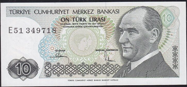 7.Emisyon 2.Tertip 10 Lira E51 349718 Çil