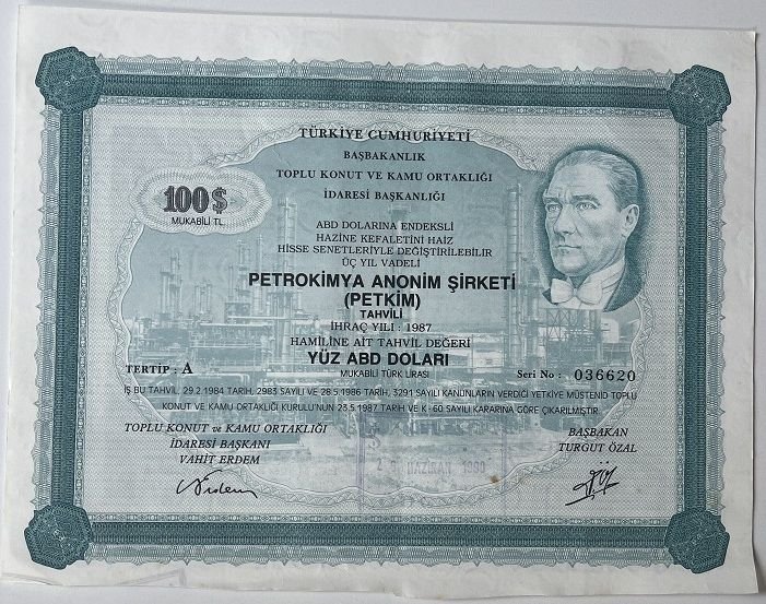 PETKİM Hisse Senedi 100 Amerikan Doları