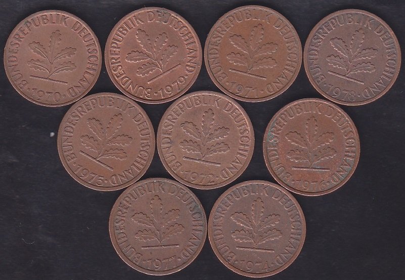 ALMANYA 1 FENİK 1970-71-72-74-75-76-77-78-79 YILLARI 9'LU LOT