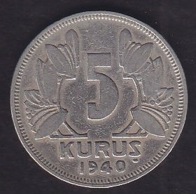 1940 YILI 5 KURUŞ eski para mezat