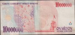 7.Emisyon 10 000 000 Lira D38 961820 Çok Temiz+