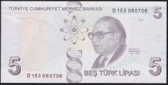 9.Emisyon 4.Tertip 5 Lira D153 060706 Çil