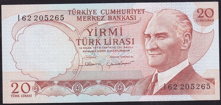 6.Emisyon 4.Tertip 20 Lira I62 205265 Çil