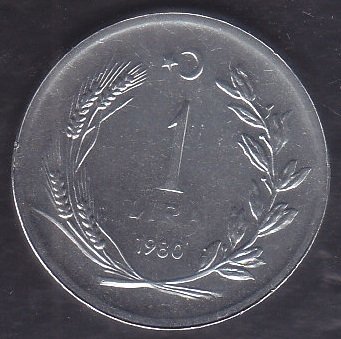 1980 Yılı 1 Lira Çilaltı Çil