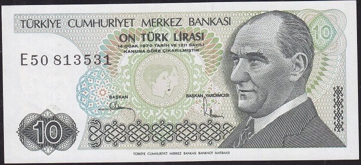 7.Emisyon 2.Tertip 10 Lira E50 813531 Çilaltı