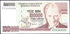 7.Emisyon 3.Tertip 100000 Lira F73 619051 Çil
