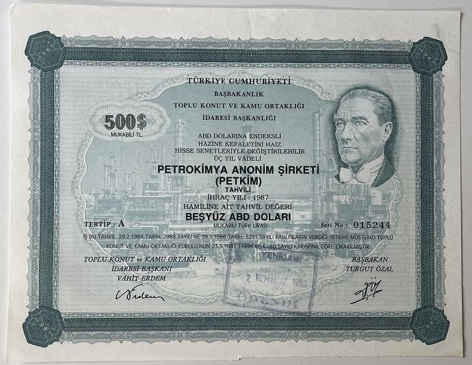 PETKİM Hisse Senedi 500 Amerikan Doları