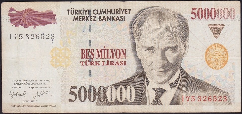 7.Emisyon 5 000 000 Lira I75 326523 Çok Temiz