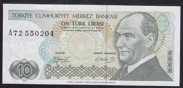 7.EMİSYON 1.TERTİP 10 LİRA A72 550204 ÇÇT +
