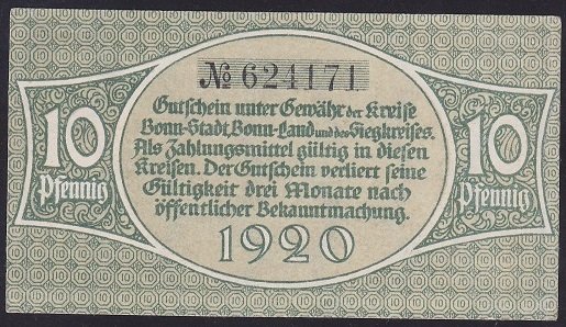 ALMANYA 10 PFENNİNG NOTGELD 1920 ÇİLALTI ÇİL