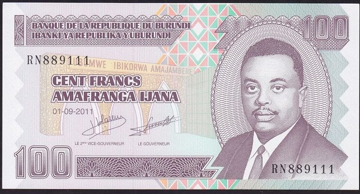 Burundi 100 Frank 2011 Çil 111