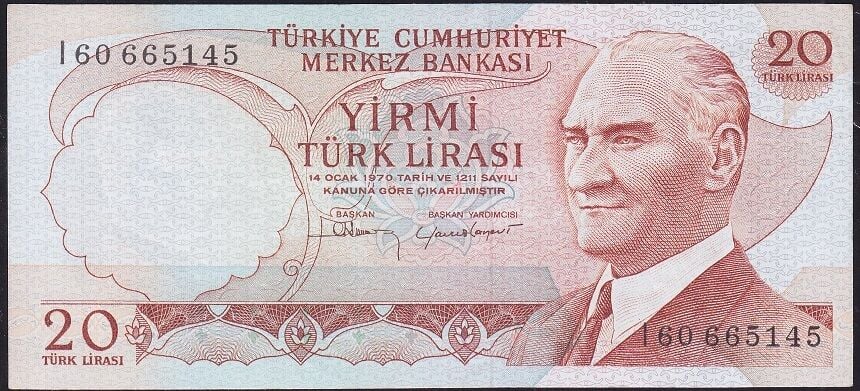 6.Emisyon 4.Tertip 20 Lira I60 665145 Ççt Çilaltı