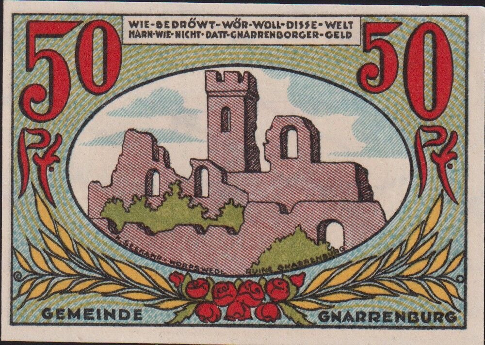 Almanya 50 Pfennig Notgeld 1921 Çil Filigranlı