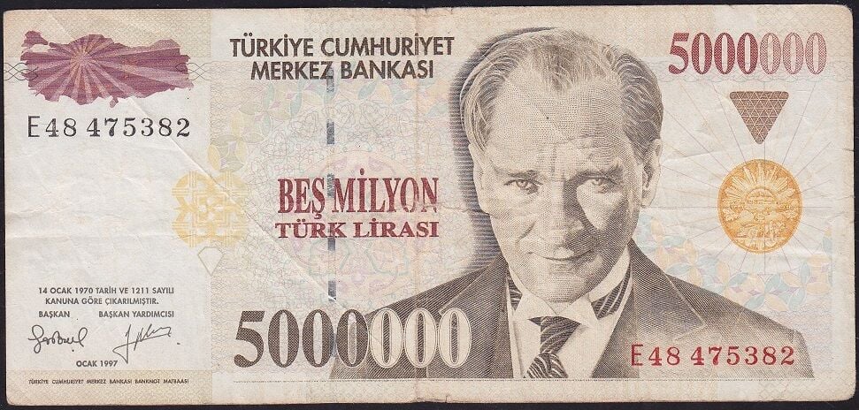 7.Emisyon 5 000 000 Lira E48 475382 Çok Temiz