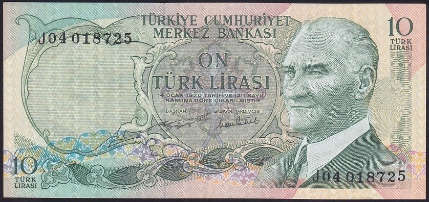 6.EMİSYON 2.TERTİP 10 LİRA J04 018725 ÇİLALTI eski kağıt para fiyatları