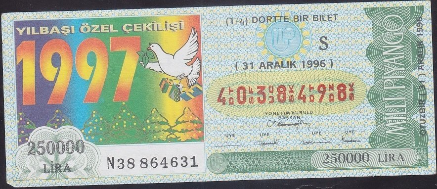 1996 31 ARALIK ÇEYREK BİLET - S SERİSİ