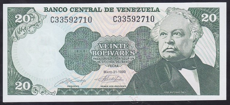 Venezuela 20 Bolivares 1990 ÇİL Pick63c