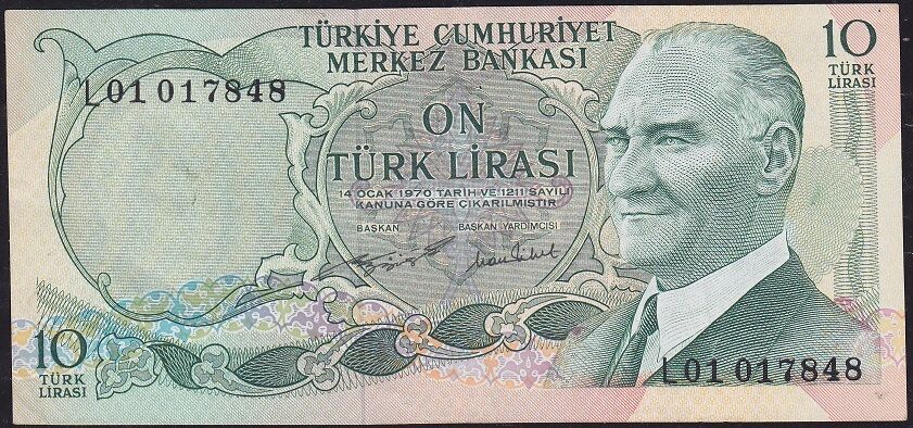 6.Emisyon 2.Tertip 10 Lira L01 017848 Çok Çok Temiz