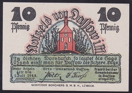 ALMANYA 10 PFENNİNG NOTGELD 1922 ÇİL