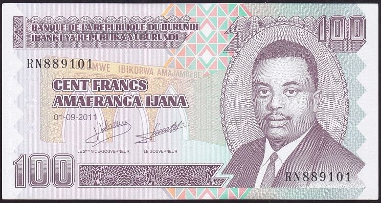 Burundi 100 Frank 2011 Çil Pick 44b