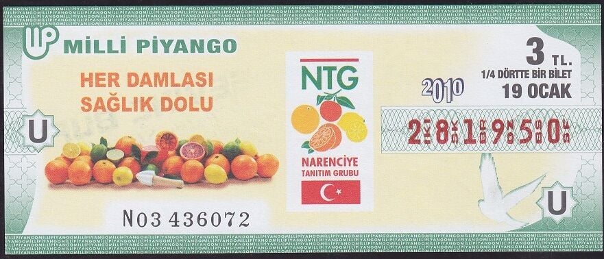 2010 19 Ocak Çeyrek Bilet - U Serisi