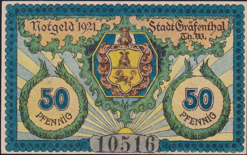 Almanya 50 Pfennig Notgeld 1921 Çil Filigranlı