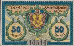 Almanya 50 Pfennig Notgeld 1921 Çil Filigranlı