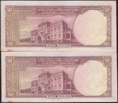 2 Adet 2.Emisyon 50 Kuruş Seri B3 450562-63 Seri Takipli Çilaltı Çil