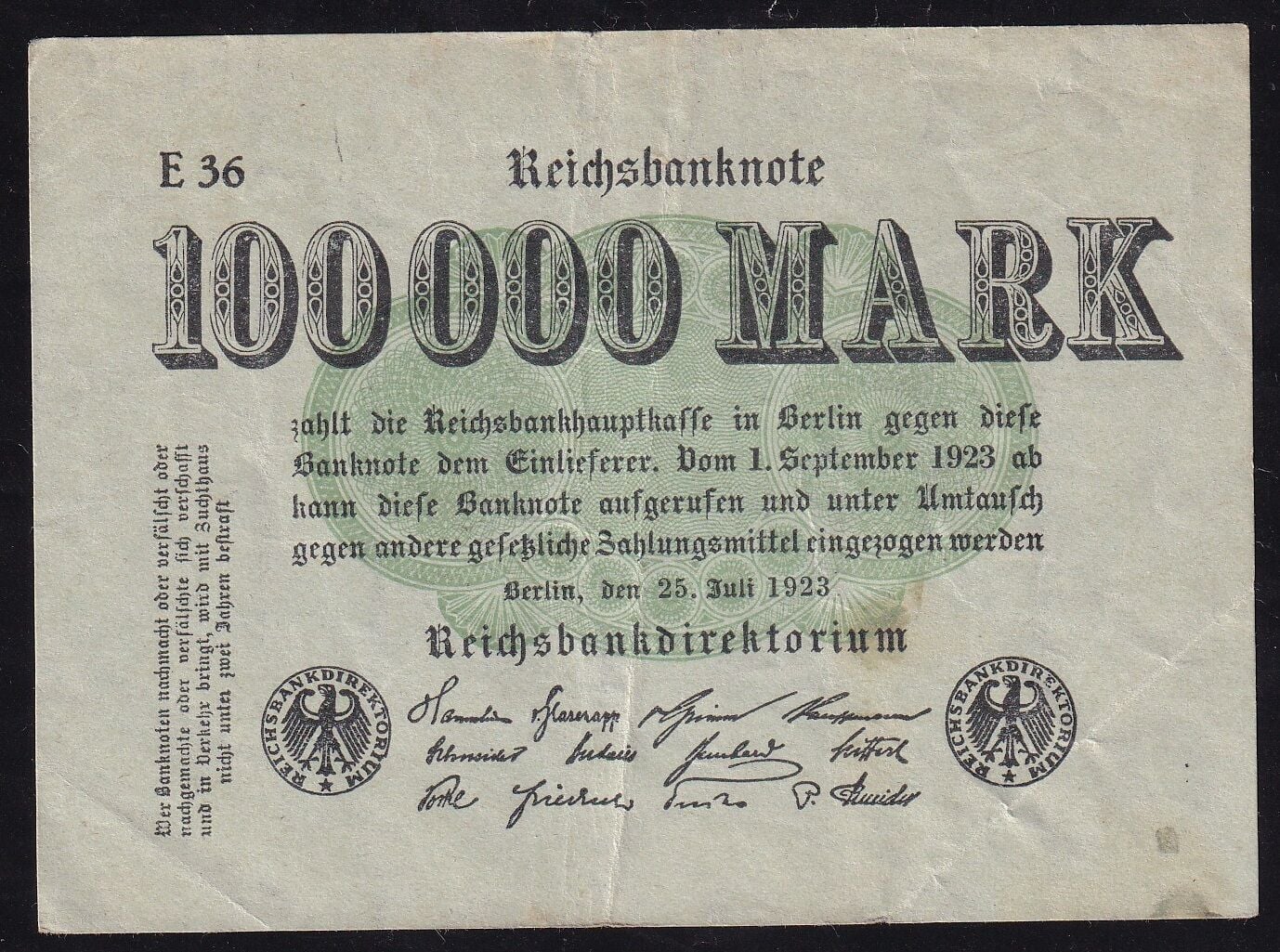 Almanya 100000 Mark 1923 Çok Temiz+