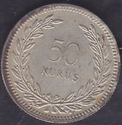 1947 Yılı 50 Kuruş Ççt Çilaltı Gümüş
