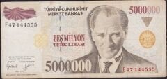 7.Emisyon 5 000 000 Lira E47 144555 Çok Temiz