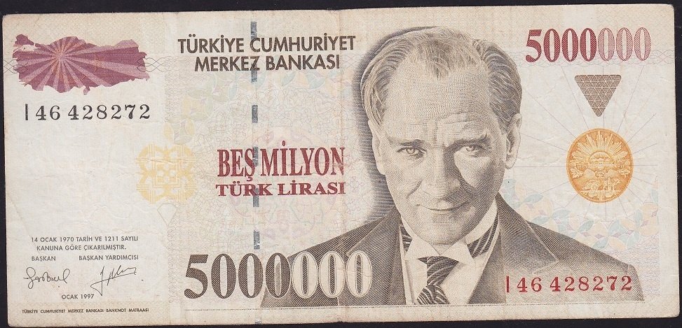 7.Emisyon 5 000 000 Lira I46 428272 Çok Temiz