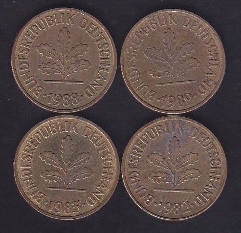 ALMANYA 5 FENİK 1982-83-88-89 YILLARI ( 4 ADET LOT)